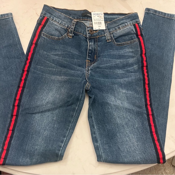 NWT!! Girls Contraband Jeans With Red Stripe - Picture 1 of 3
